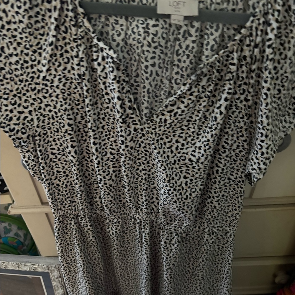 LOFT Outlet Petite Leopard Print dress - Black & Cream - Picture 2 of 5
